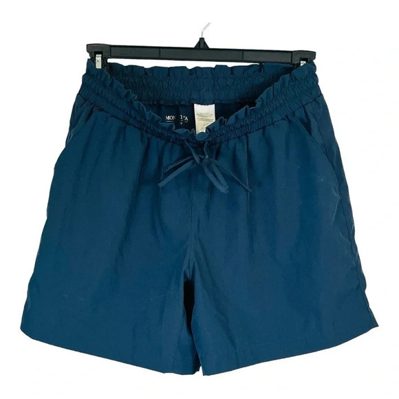 Mondetta Moisture Wicking Paper Bag Waist Shorts Pockets Blue Women Size‎ Medium - Picture 5 of 10